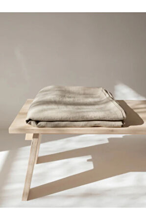 Bej Keten Düz Çarşaf Çift Kişilik