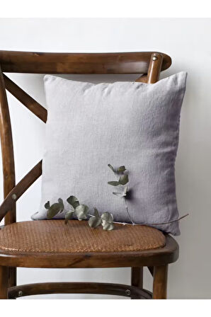 Açık Gri Keten Kırlent Kılıfı