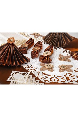 Afife Kadife Krem Kahve Sofra Takımı 8 Kişilik 160x230 Cm 34 Parça 47