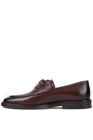 Shoetyle - Kahverengi Deri Bağcıklı Erkek Klasik Ayakkabı 250-7511