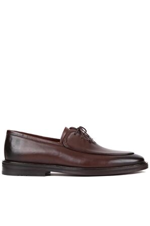 Shoetyle - Kahverengi Deri Bağcıklı Erkek Klasik Ayakkabı 250-7511