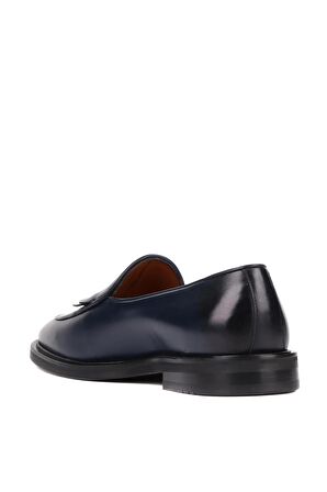 Shoetyle - Lacivert Deri Bağcıksız Erkek Günlük Ayakkabı 250-7510