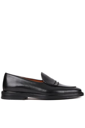Shoetyle - Siyah Deri Bağcıksız Erkek Günlük Ayakkabı 250-7510