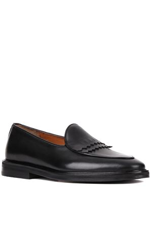Shoetyle - Siyah Deri Bağcıksız Erkek Günlük Ayakkabı 250-7510
