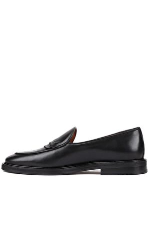 Shoetyle - Siyah Deri Bağcıksız Erkek Günlük Ayakkabı 250-7510