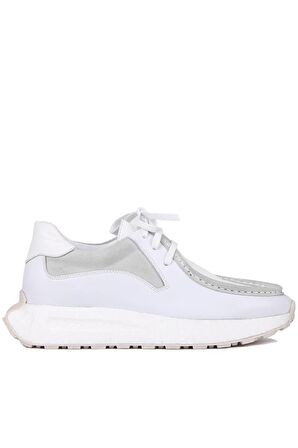 Shoetyle - Beyaz Deri Bağcıklı Erkek Günlük Ayakkabı 250-2416