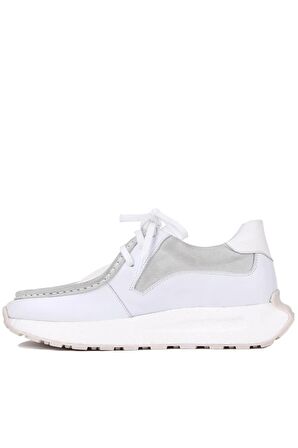 Shoetyle - Beyaz Deri Bağcıklı Erkek Günlük Ayakkabı 250-2416