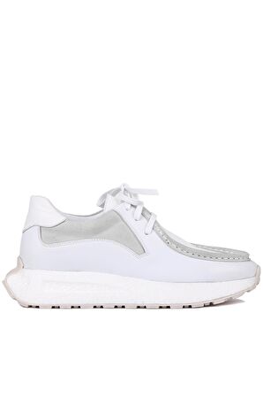 Shoetyle - Beyaz Deri Bağcıklı Erkek Günlük Ayakkabı 250-2416