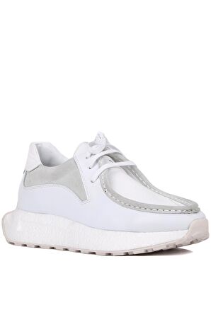 Shoetyle - Beyaz Deri Bağcıklı Erkek Günlük Ayakkabı 250-2416