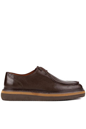 Shoetyle - Kahverengi Deri Bağcıklı Erkek Günlük Ayakkabı 250-1699