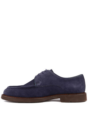 Shoetyle - Lacivert Süet Deri Bağcıklı Erkek Günlük Ayakkabı 250-1617