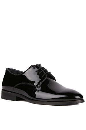Shoetyle - Siyah Rugan Deri Bağcıklı Erkek Klasik Ayakkabı 250-2239