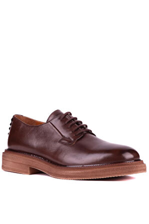 Shoetyle - Kahverengi Hakiki Deri Bağcıklı Erkek Ayakkabı 666-4052