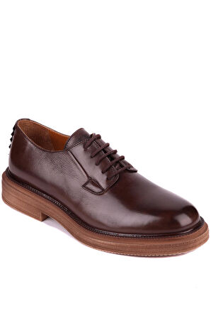 Shoetyle - Kahverengi Hakiki Deri Bağcıklı Erkek Ayakkabı 666-4052