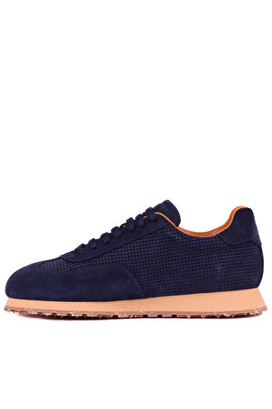 Shoetyle - Lacivert Hakiki Süet Bağcıklı Erkek Günlük Ayakkabı 666-109