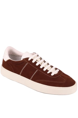 Shoetyle - Koyu Kahverengi Hakiki Süet Bağcıklı Erkek Sneaker 666-3071