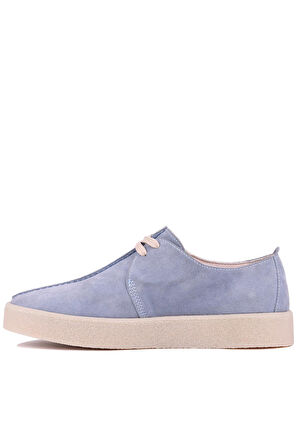 Shoetyle - Mavi Hakiki Süet Bağcıklı Erkek Günlük Ayakkabı 666-21