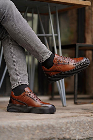 Shoetyle - Taba Deri Bağcıklı Erkek Ayakkabı 610-190-16
