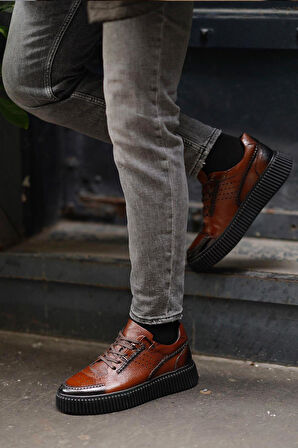 Shoetyle - Taba Deri Bağcıklı Erkek Ayakkabı 610-190-16