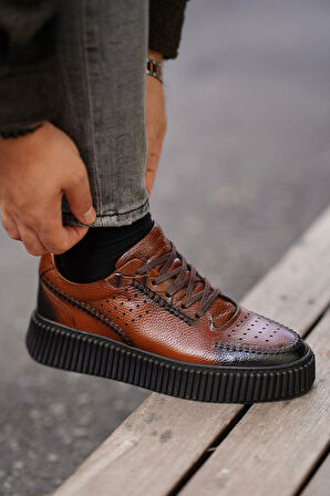 Shoetyle - Taba Deri Bağcıklı Erkek Ayakkabı 610-190-16