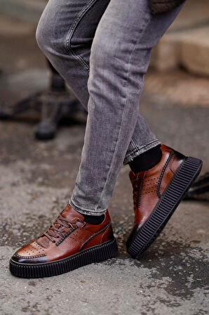Shoetyle - Taba Deri Bağcıklı Erkek Ayakkabı 610-190-16