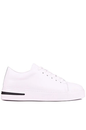 Shoetyle - Beyaz Deri Bağcıklı Erkek Sneaker 610-1002