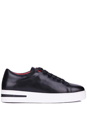 Shoetyle - Siyah Deri Bağcıklı Erkek Günlük Sneaker 610-1002