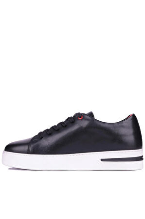 Shoetyle - Siyah Deri Bağcıklı Erkek Günlük Sneaker 610-1002