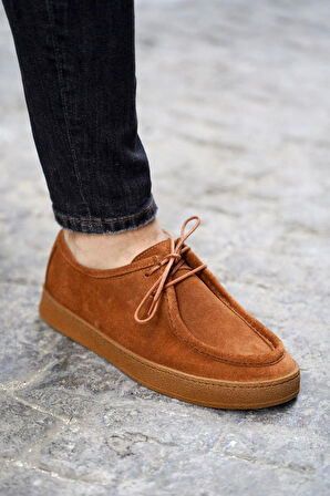 Shoetyle - Taba Süet Bağcıklı Erkek Günlük Ayakkabı 610-1004