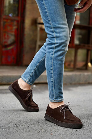 Shoetyle - Kahverengi Süet Bağcıklı Erkek Günlük Ayakkabı 610-1004