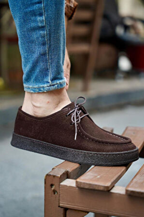 Shoetyle - Kahverengi Süet Bağcıklı Erkek Günlük Ayakkabı 610-1004
