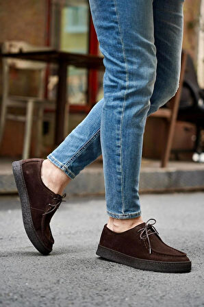 Shoetyle - Kahverengi Süet Bağcıklı Erkek Günlük Ayakkabı 610-1004
