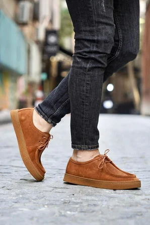 Shoetyle - Taba Süet Bağcıklı Erkek Günlük Ayakkabı 610-1004