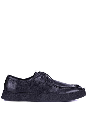 Shoetyle - Siyah Deri Bağcıklı Erkek Günlük Ayakkabı 610-1004