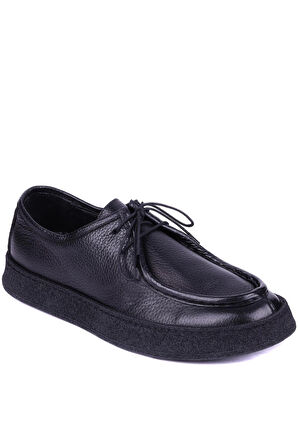 Shoetyle - Siyah Deri Bağcıklı Erkek Günlük Ayakkabı 610-1004