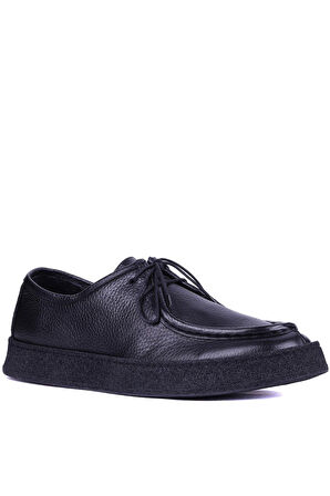 Shoetyle - Siyah Deri Bağcıklı Erkek Günlük Ayakkabı 610-1004