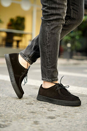 Shoetyle - Siyah Süet Bağcıklı Erkek Günlük Ayakkabı 610-1004