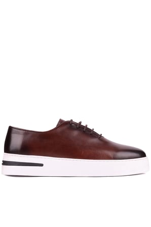 Shoetyle - Kahverengi Deri Bağcıklı Erkek Günlük Ayakkabı 610-1005