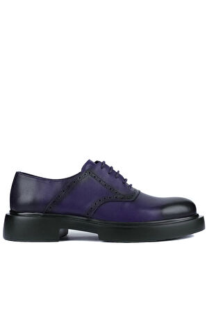 Shoetyle - Lacivert Deri Bağcıklı Erkek Günlük Ayakkabı 610-1008