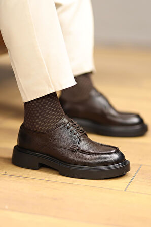 Shoetyle - Kahverengi Deri Bağcıklı Erkek Günlük Ayakkabı 610-1009