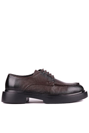 Shoetyle - Kahverengi Deri Bağcıklı Erkek Günlük Ayakkabı 610-1009