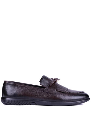 Shoetyle - Kahverengi Deri Bağcıksız Erkek Günlük Ayakkabı 610-1010