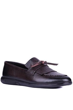 Shoetyle - Kahverengi Deri Bağcıksız Erkek Günlük Ayakkabı 610-1010