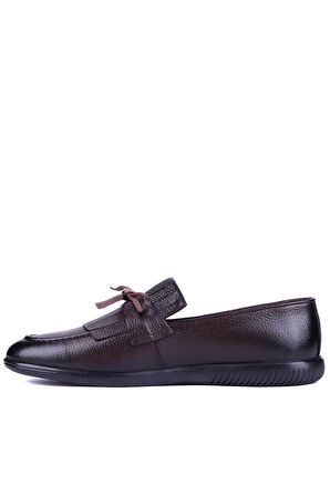 Shoetyle - Kahverengi Deri Bağcıksız Erkek Günlük Ayakkabı 610-1010