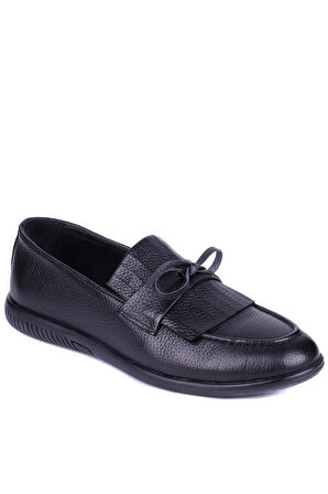 Shoetyle - Siyah Deri Bağcıksız Erkek Günlük Ayakkabı 610-1010