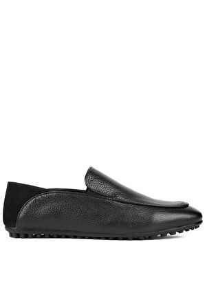 Shoetyle - Siyah Deri Bağcıksız Erkek Günlük Ayakkabı 610-1012