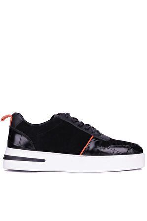 Shoetyle - Siyah Deri Bağcıklı Erkek Sneaker 610-1015