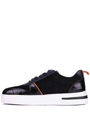 Shoetyle - Siyah Deri Bağcıklı Erkek Sneaker 610-1015