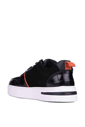 Shoetyle - Siyah Deri Bağcıklı Erkek Sneaker 610-1015