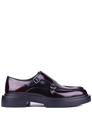 Shoetyle - Bordo Açma Deri Tokalı Erkek Ayakkabı 250-1616